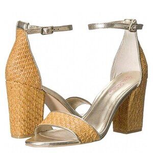 Lilly Pulitzer Gold and Tan Block Heel Sandals